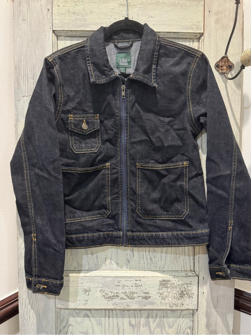 Wild Fable Women's dark wash zip up jean jacket size extra small NWT